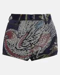 Etro Shorts di jeans a vita alta Blu