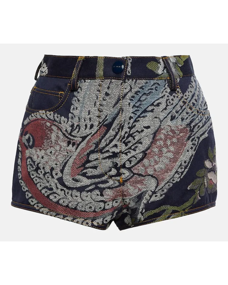 Etro Shorts di jeans a vita alta Blu