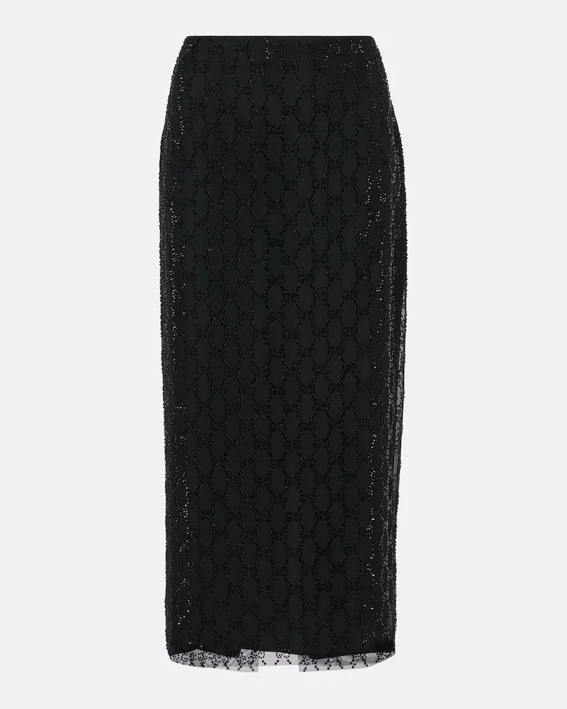 Gucci Gonna midi in tulle GG Crystal Nero