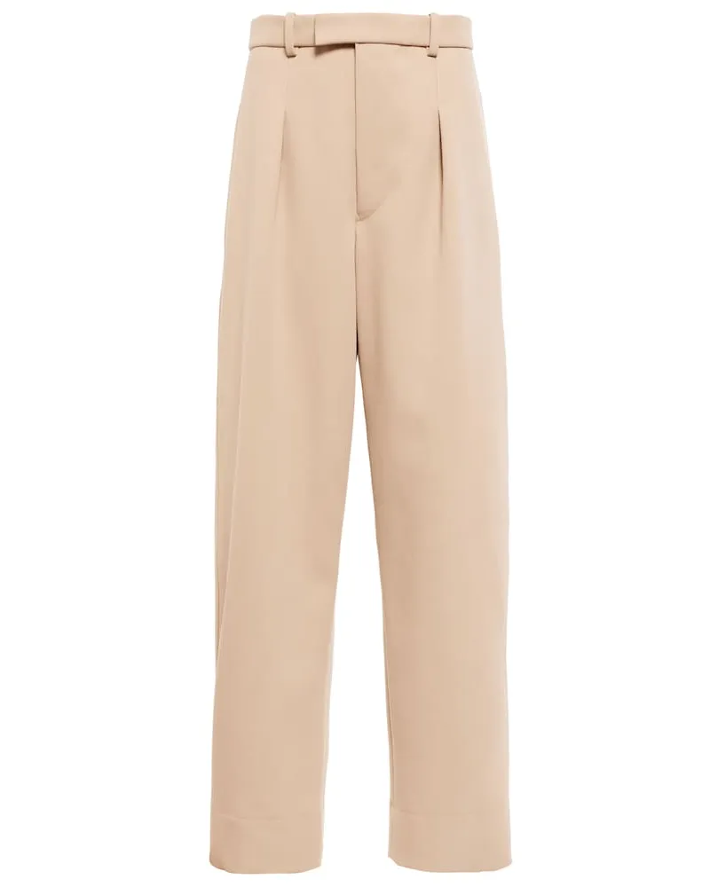 WARDROBE.NYC Pantaloni regular in lana a vita alta Beige