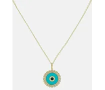 Collana Large Evil Eye in oro 14kt con diamanti e turchese