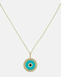 Sydney Evan Collana Large Evil Eye in oro 14kt con diamanti e turchese Oro