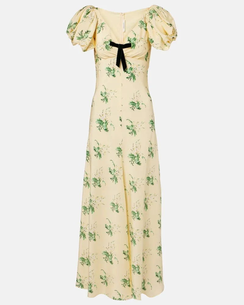 Rodarte Abito lungo in crÃªpe di seta floreale Giallo