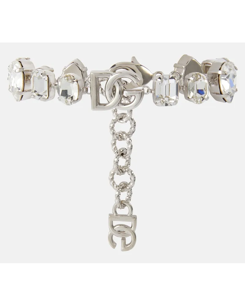 Dolce & Gabbana Bracciale DG con cristalli Argento