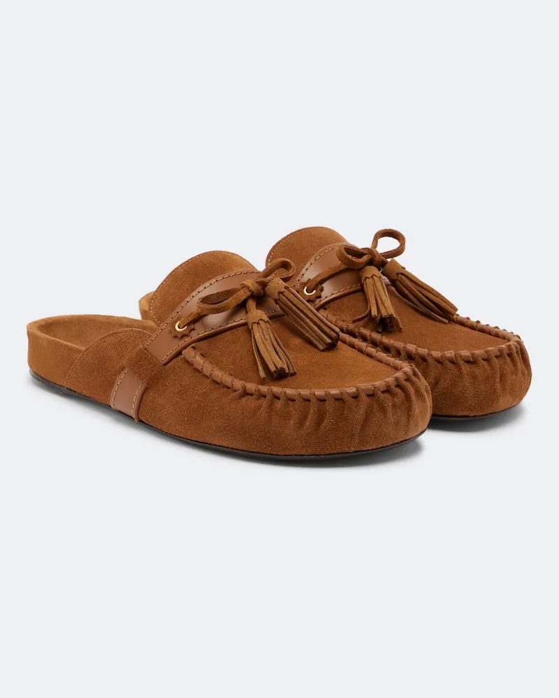 Isabel Marant Mules Malvin in suede con pelle Marrone
