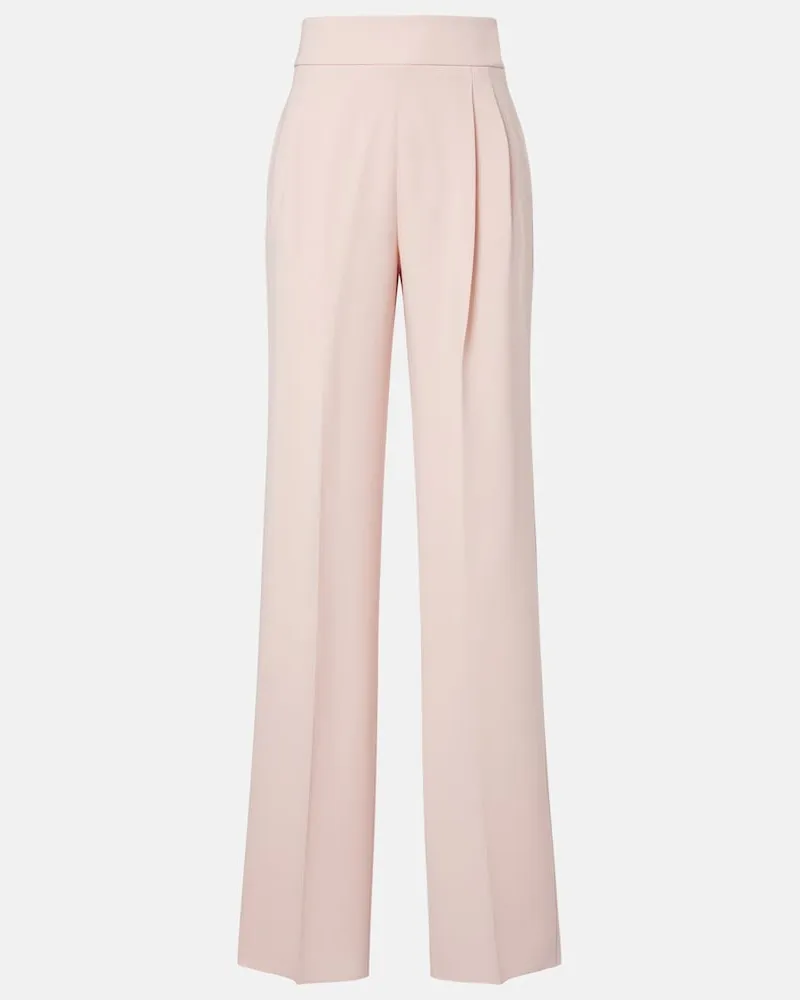 Max Mara Pantaloni dritti in cady plissé Rosa