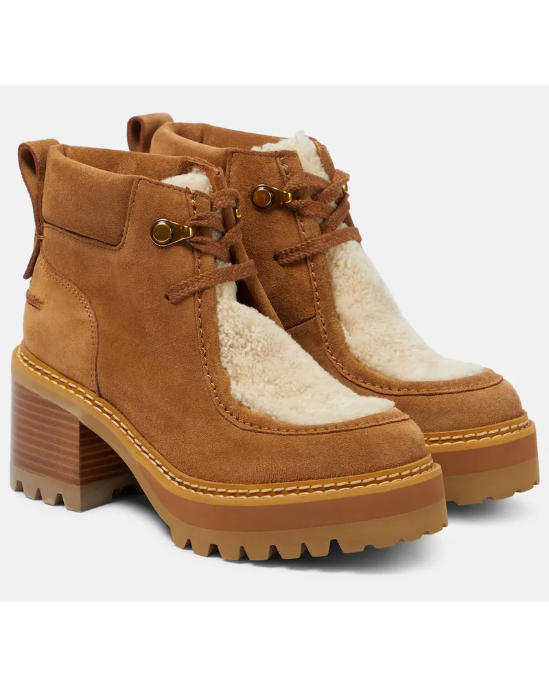 See by Chloé See By ChloÃ© Stivaletti in suede con shearling Marrone