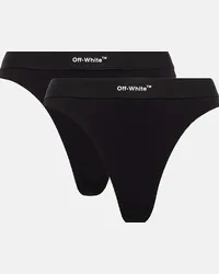 OFF-WHITE Set di 2 perizoma in cotone con logo Nero