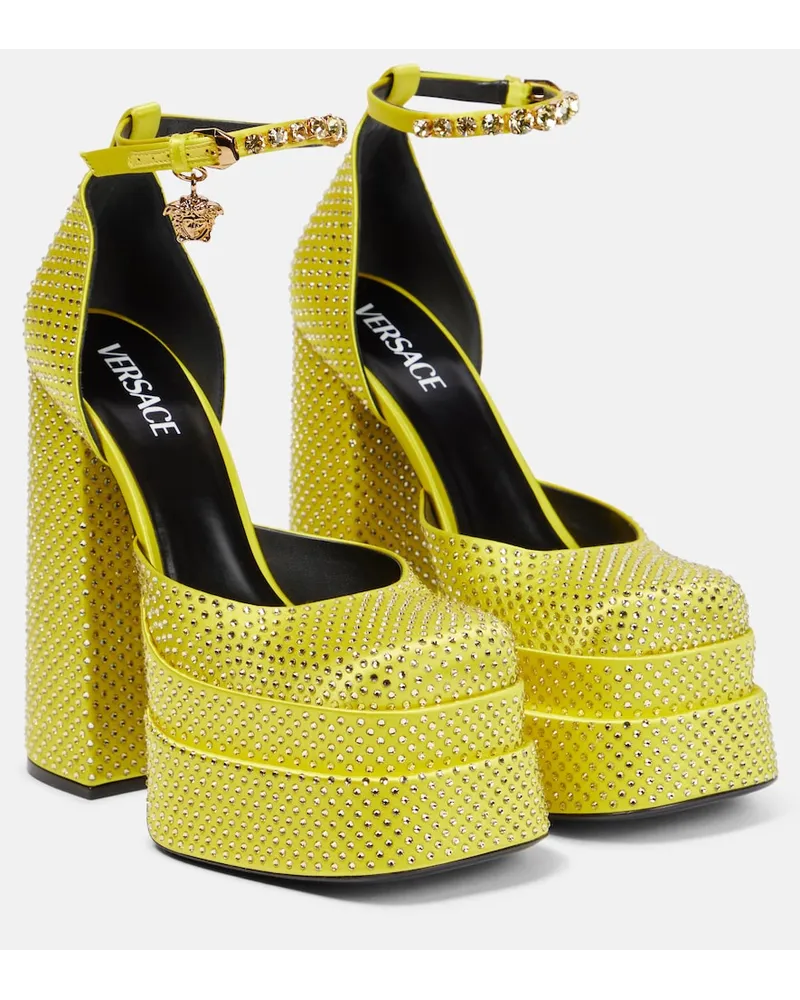 Versace Pumps Medusa Aevitas con cristalli e platuau Giallo
