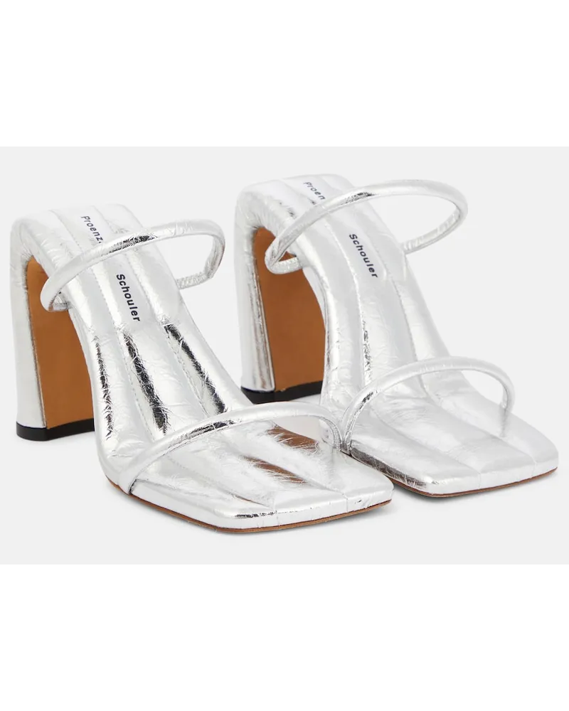 Proenza Schouler Sandali Square Slide in pelle Argento