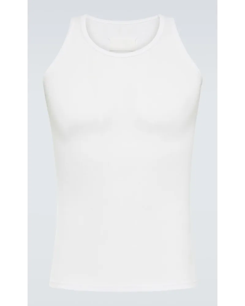 Maison Margiela Top in cotone e seta a coste Bianco