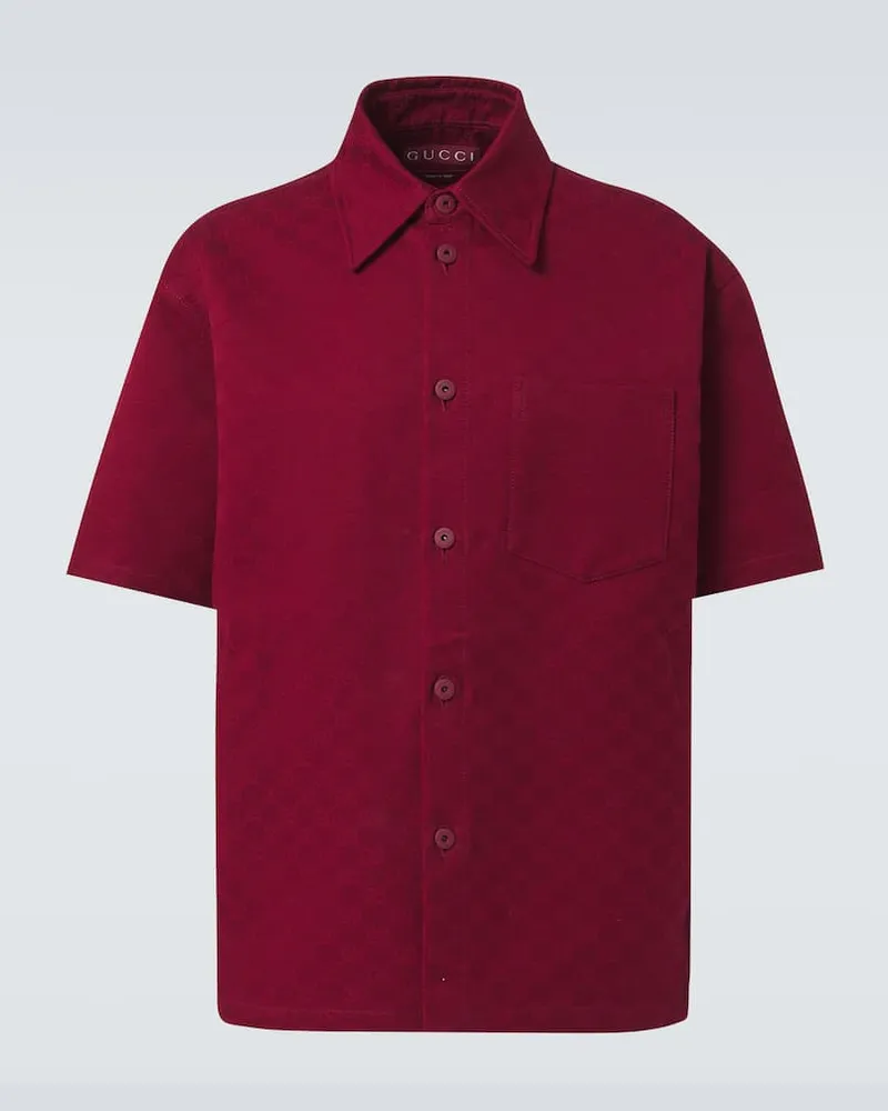 Gucci Camicia in jacquard GG di cotone Borgogna