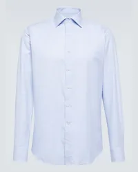 Canali Camicia in popeline di cotone a righe Blu