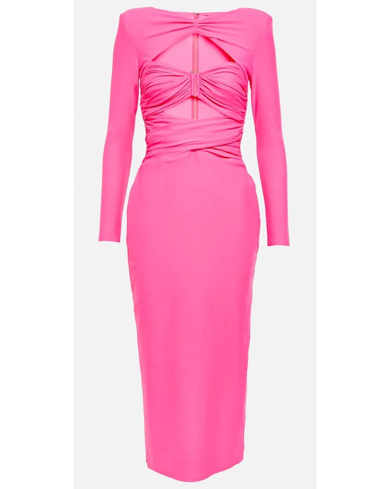 Self-Portrait Abito midi in jersey con cut-out Rosa