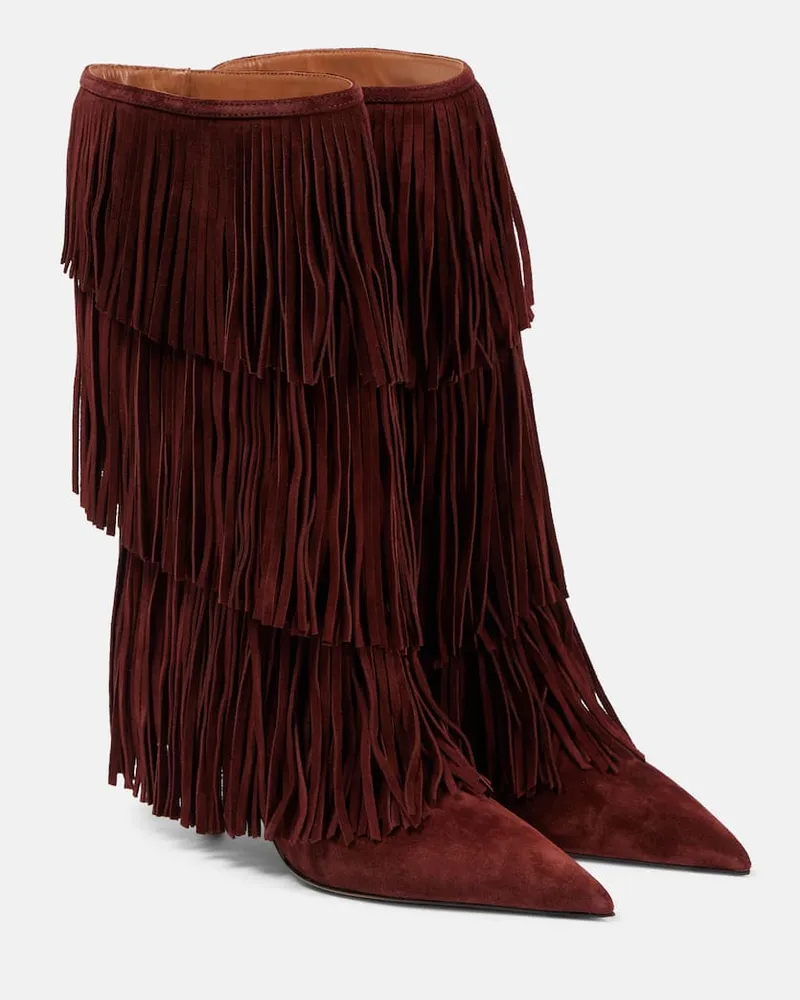 Paris Texas Stivali Jessie 75 in suede con frange Marrone