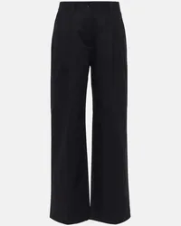 Totême Pantaloni a gamba larga in twill Nero