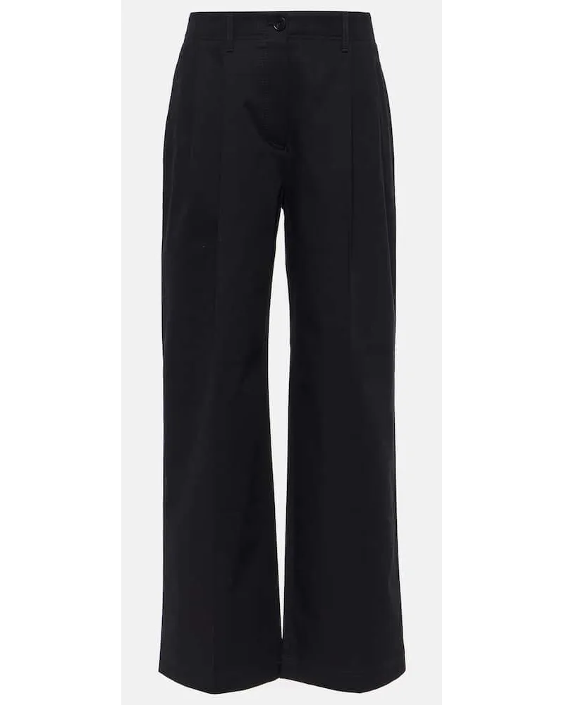 Totême Pantaloni a gamba larga in twill Nero