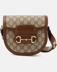 Gucci Borsa a spalla Horsebit 1955 Mini GG Marrone