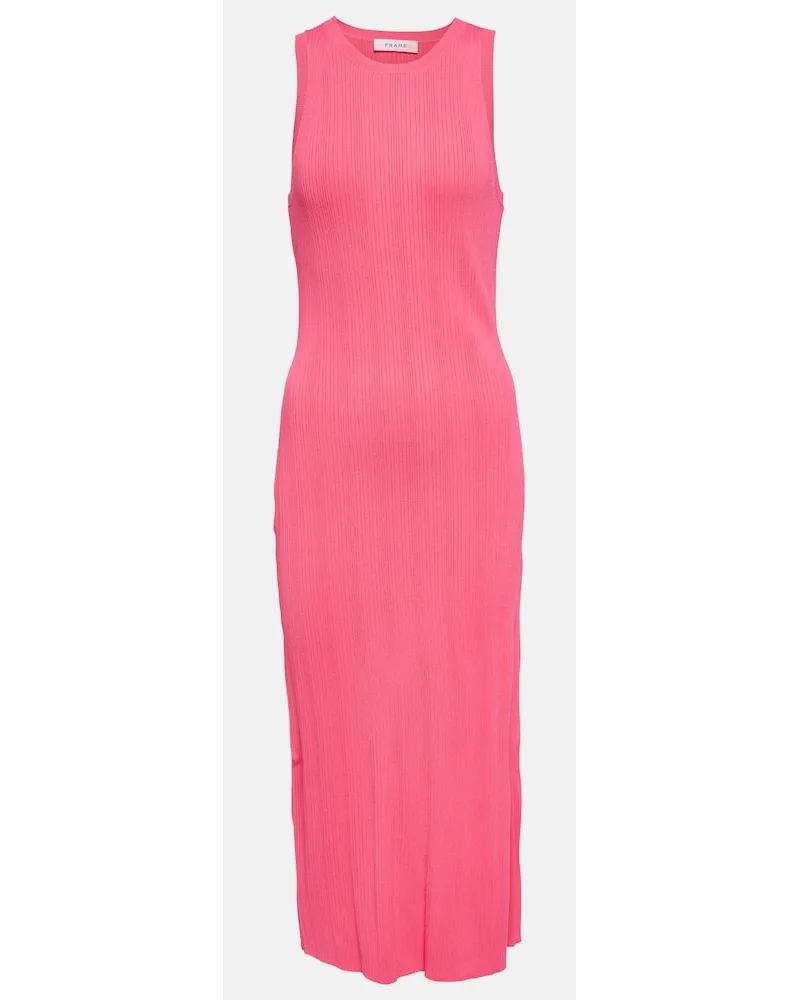 Frame Denim Abito midi in maglia a coste Rosa