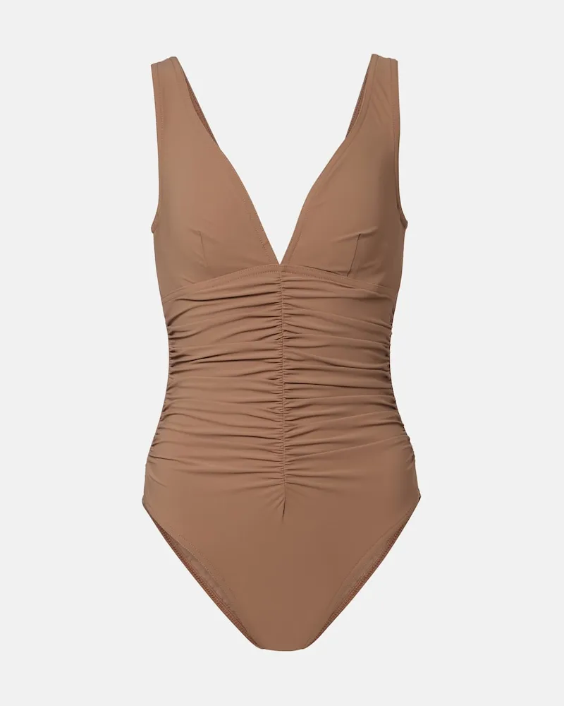 Karla Colletto Costume intero Smart arricciato Marrone