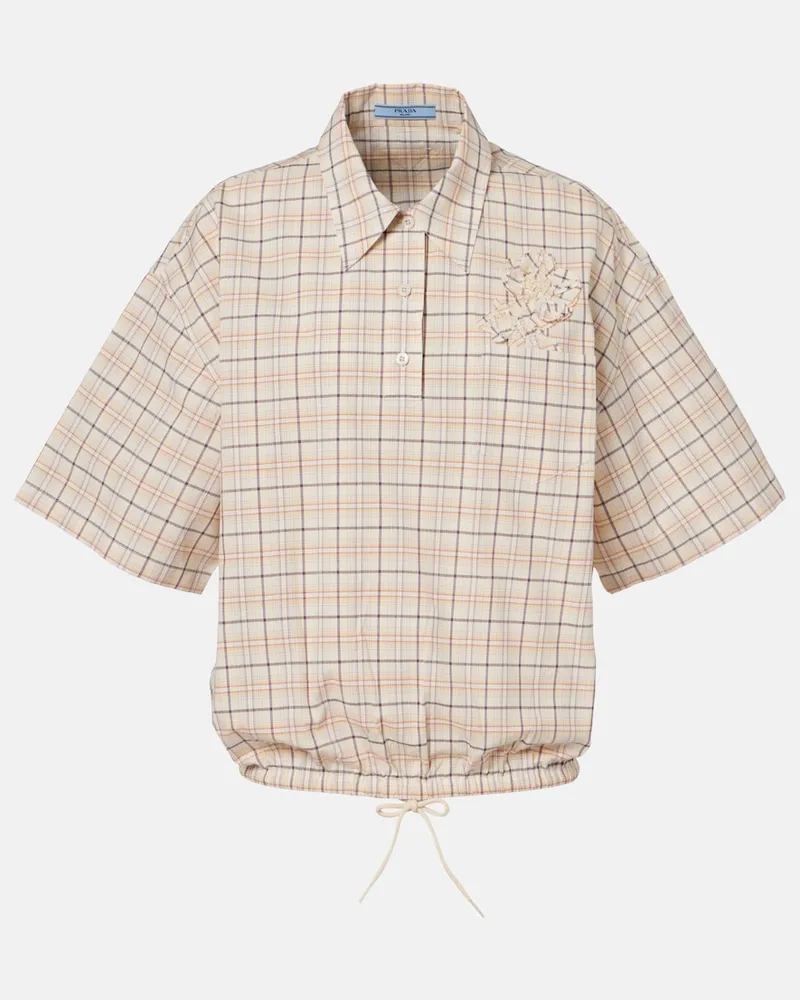 Prada Top in popeline di cotone a quadri Multicolore