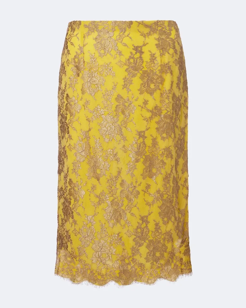 Saint Laurent Gonna a tubino in pizzo Oro