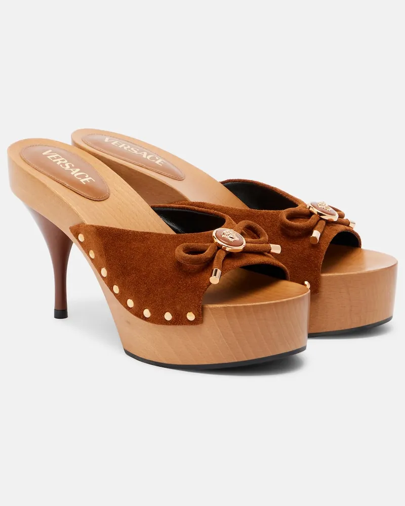 Versace Mules Opera Medusa in suede Marrone