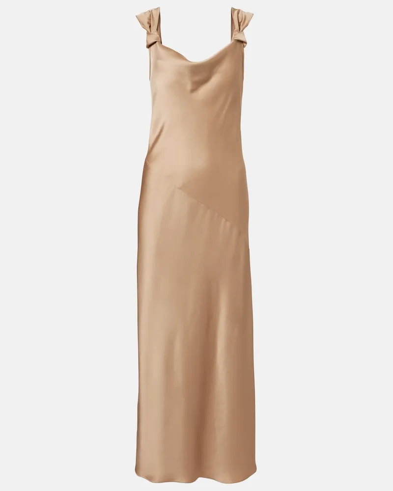 Max Mara Abito lungo Elegante in satin Marrone
