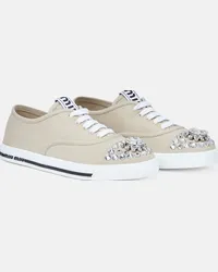 Miu Miu Sneakers con cristalli Beige