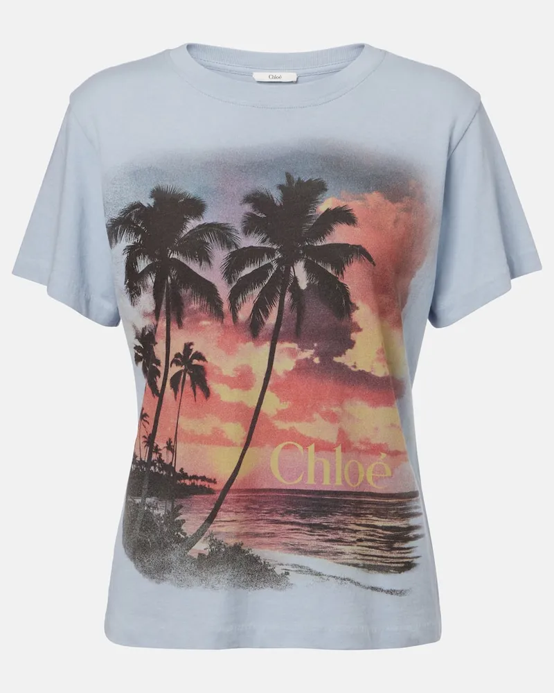 Chloé ChloÃ© T-shirt in cotone con stampa Blu