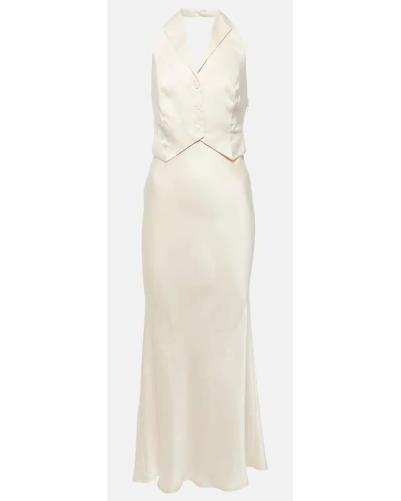 RIXO Bridal - Abito midi Estella in seta Bianco