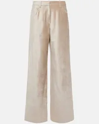 Brunello Cucinelli Pantaloni a gamba larga in misto cotone Beige