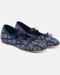 Valentino Garavani Ballerine in denim Toile Iconographe Blu