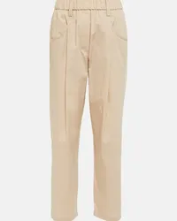 Brunello Cucinelli Pantaloni tapered in cotone Beige