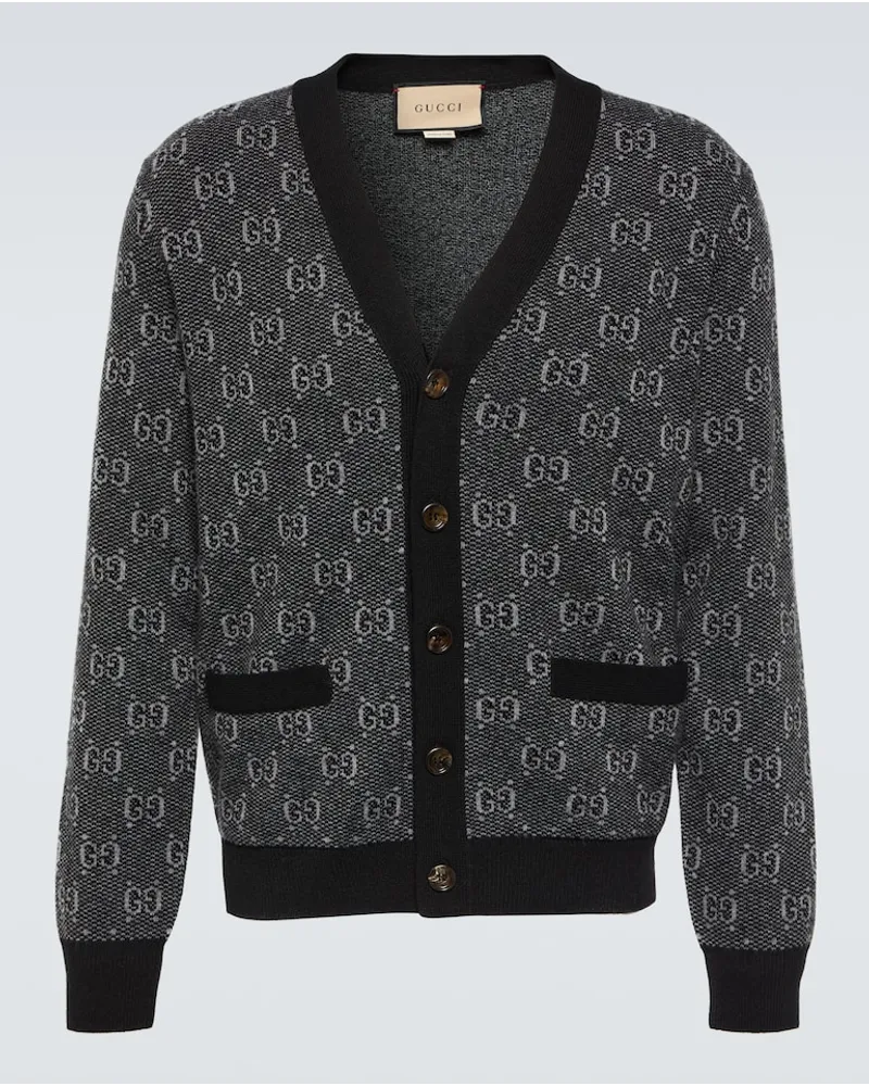 Gucci Cardigan in jacquard di lana Grigio