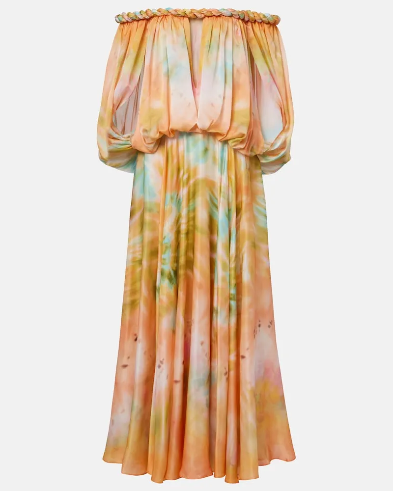 Zimmermann Abito lungo Luna in chiffon di seta Multicolore