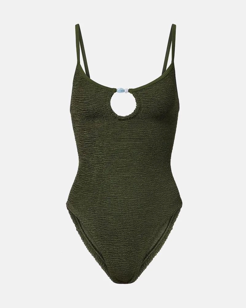 Hunza G Costume intero Mia con perline Verde