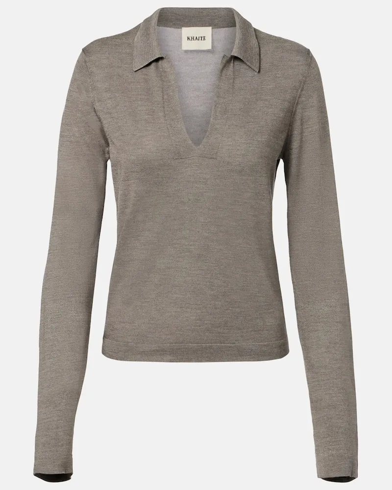 KHAITE Polo Mikel in seta Grigio