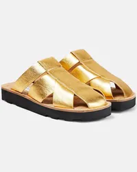 Gabriela Hearst Mules in pelle metallizzata Oro