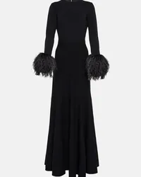 Elie Saab Abito lungo con piume Nero