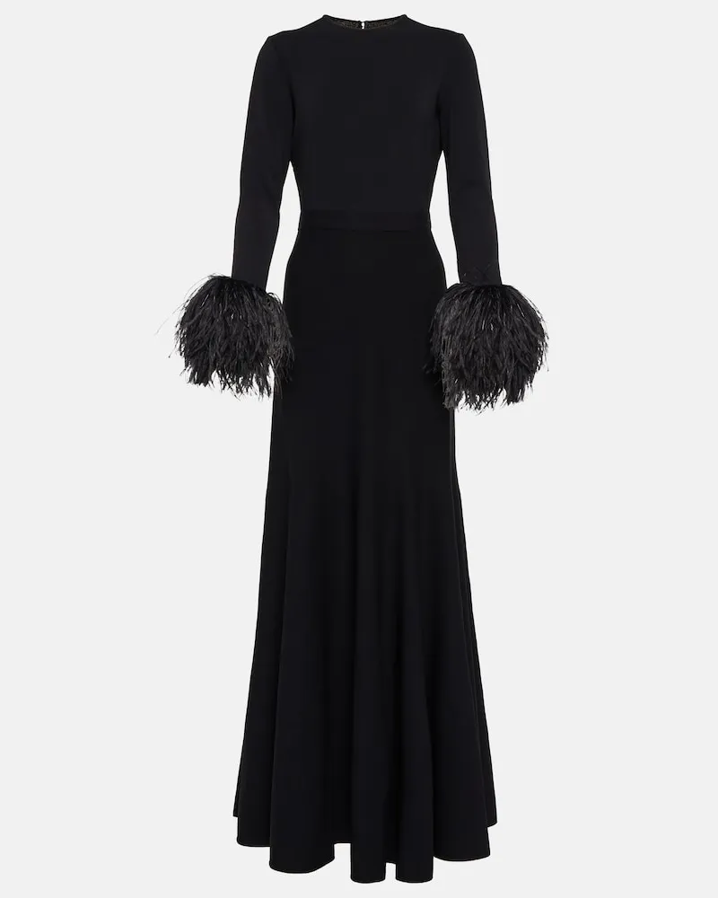 Elie Saab Abito lungo con piume Nero