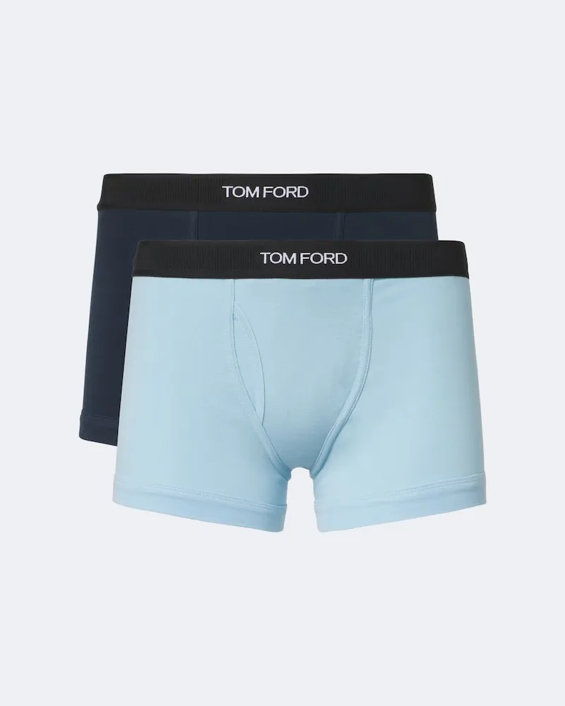 Tom Ford Boxer in misto cotone con logo Blu