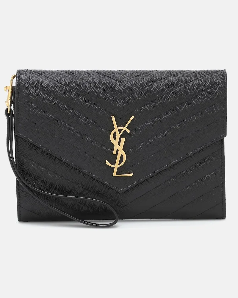 Saint Laurent Clutch Cassandre in pelle Nero