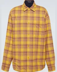 Balenciaga Camicia reversibile in cotone a quadri Giallo