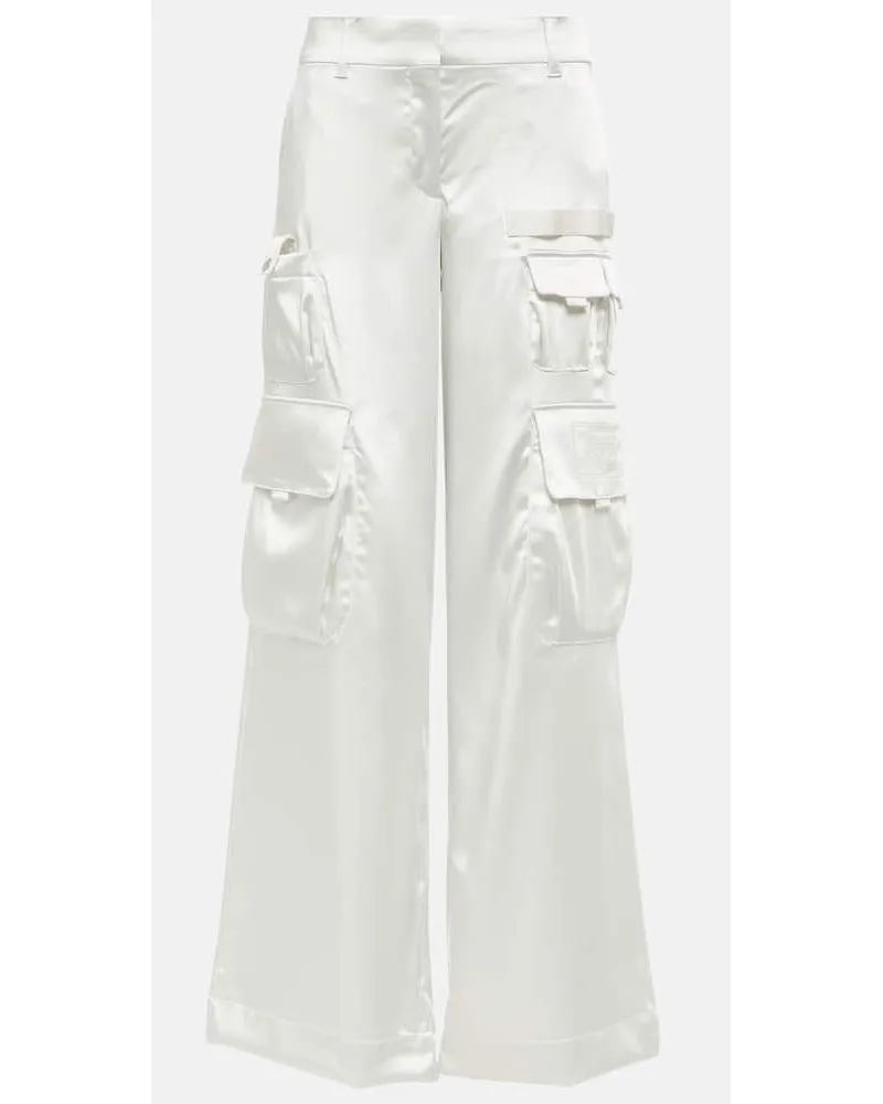 OFF-WHITE Pantaloni cargo in raso Bianco