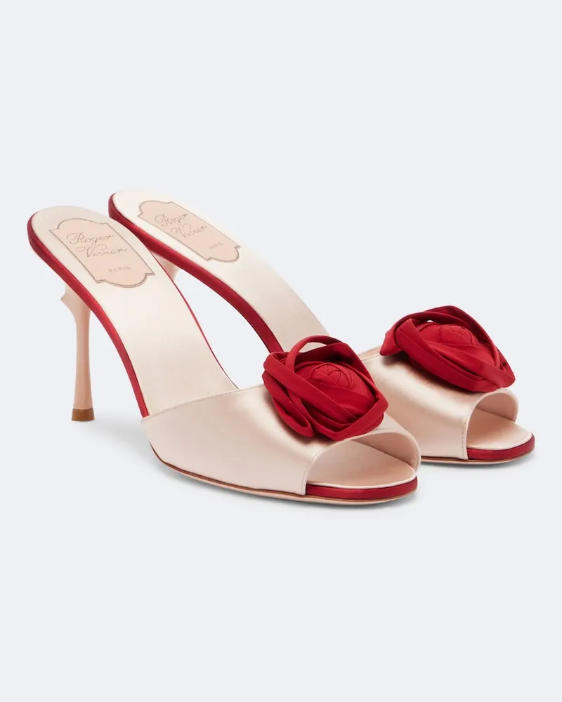 Roger Vivier Mules Rose Vivier in raso con applicazioni floreali Rosa