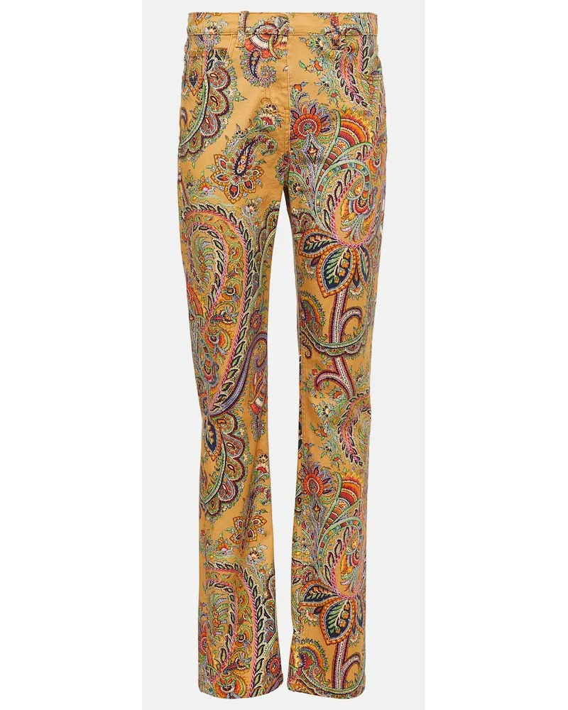 Etro Pantaloni regular in twill di cotone Multicolore