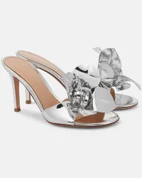 Gianvito Rossi Sandali Lucilla in pelle metallizzata con applicazione floreale Argento