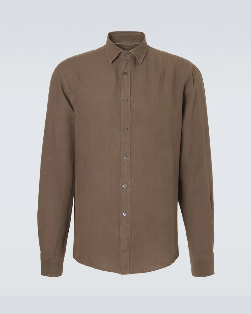 Canali Camicia in lino Marrone