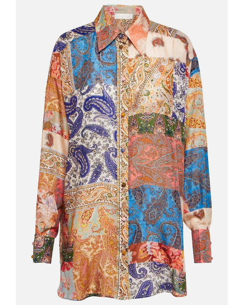 Zimmermann Camicia patchwork oversize Devi in seta Multicolore